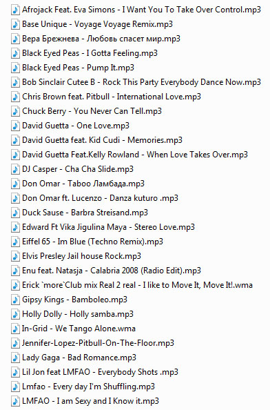 Russian DJ Song List Most Requested Fast Dance Songs updated April 15, 2013